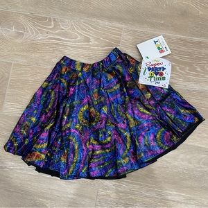 Metallic galaxy print skater skirt